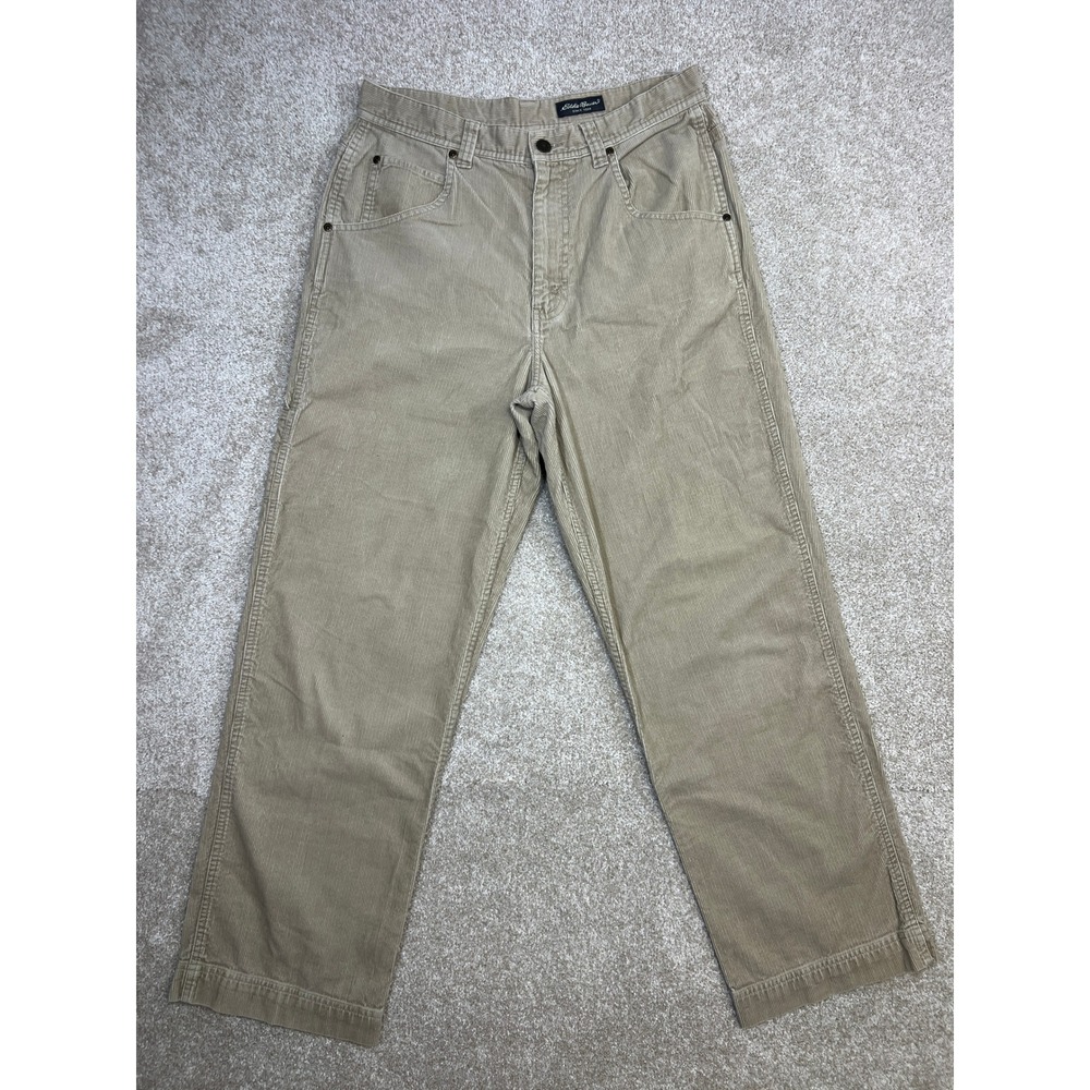 Eddie Bauer Mens Tan Corduroy Carpenter Pants Size 32x30 Field Tested